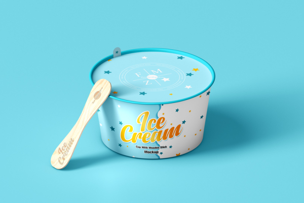 Free-Ice-Cream-Cup-With-Wooden-Stick-Mockup